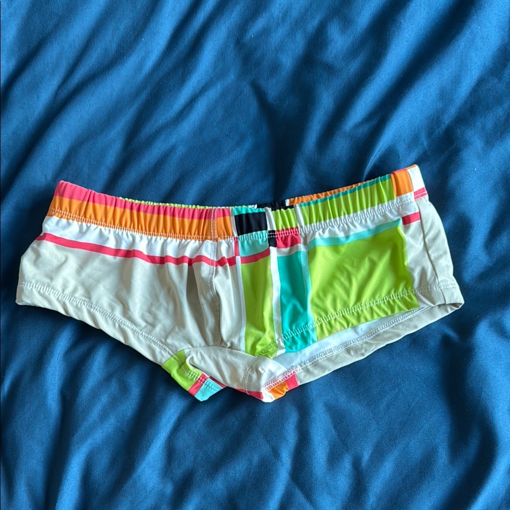 Colorful Striped Mr. Turk Men Swim Shorts